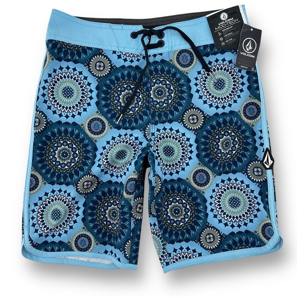 Volcom Mod Barnacle Medallion Scallop Print Board Shorts Boys Size 26 12 14 M
